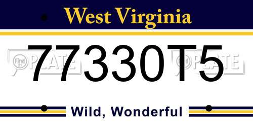 77330T5 West Virginia License Plate