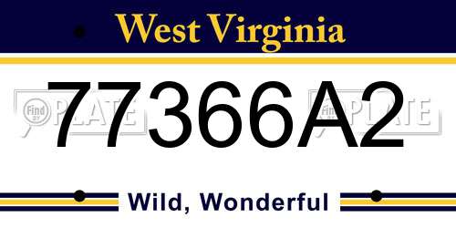 77366A2 West Virginia License Plate