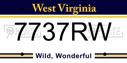7737RW West Virginia License Plate