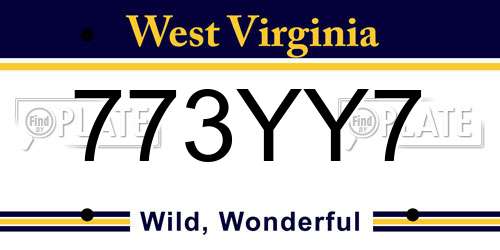 773YY7 West Virginia License Plate