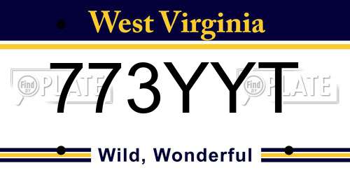 773YYT West Virginia License Plate
