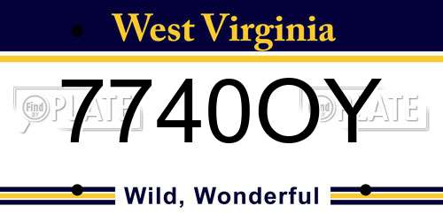 7740OY West Virginia License Plate
