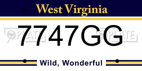 7747GG West Virginia License Plate