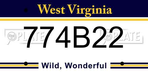 774B22 West Virginia License Plate