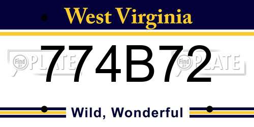 774B72 West Virginia License Plate