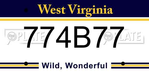 774B77 West Virginia License Plate
