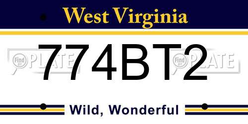774BT2 West Virginia License Plate