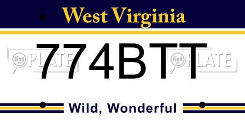 774BTT West Virginia License Plate