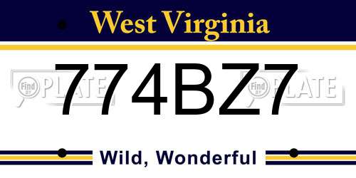 774BZ7 West Virginia License Plate