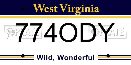 774ODY West Virginia License Plate