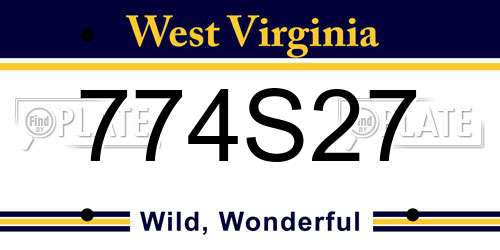 774S27 West Virginia License Plate