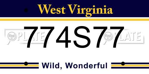 774S77 West Virginia License Plate