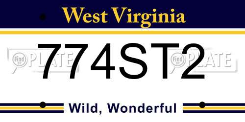 774ST2 West Virginia License Plate