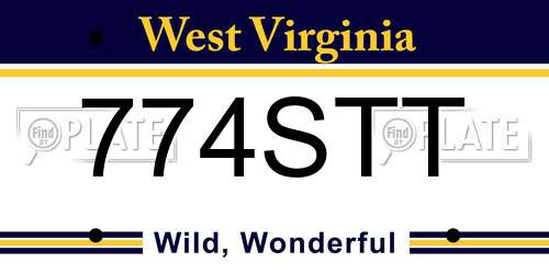 774STT West Virginia License Plate