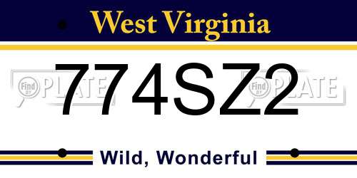 774SZ2 West Virginia License Plate