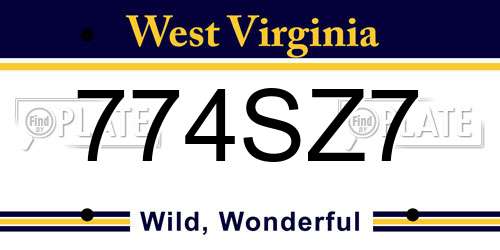 774SZ7 West Virginia License Plate