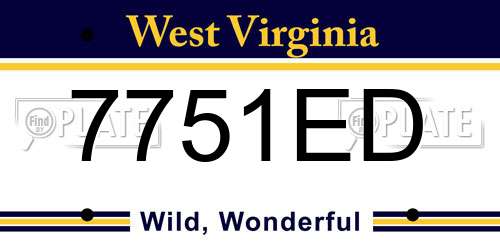 7751ED West Virginia License Plate