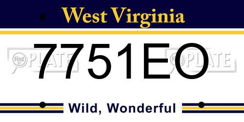 7751EO West Virginia License Plate