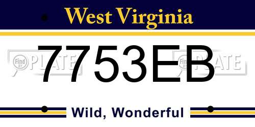 7753EB West Virginia License Plate