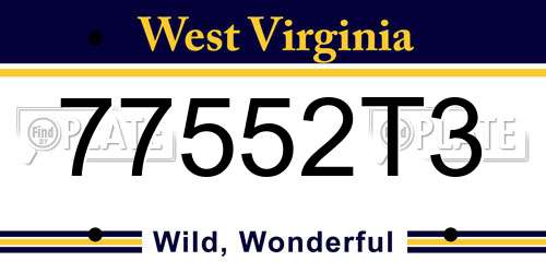 77552T3 West Virginia License Plate