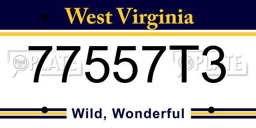 77557T3 West Virginia License Plate