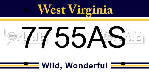 7755AS West Virginia License Plate