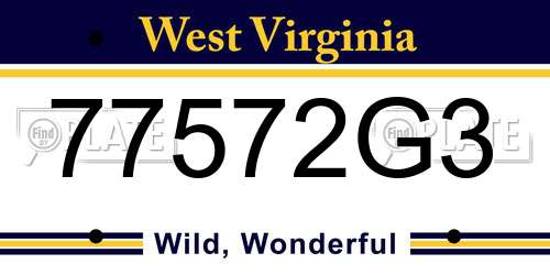 77572G3 West Virginia License Plate