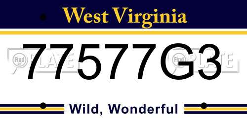 77577G3 West Virginia License Plate