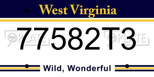 77582T3 West Virginia License Plate