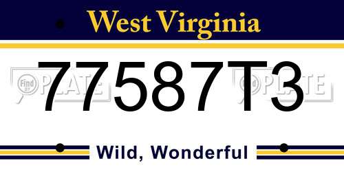 77587T3 West Virginia License Plate
