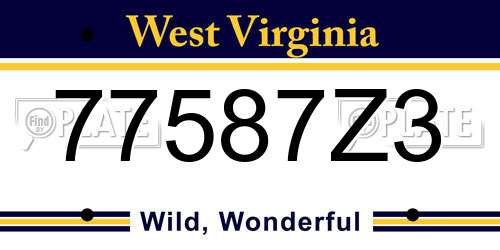 77587Z3 West Virginia License Plate