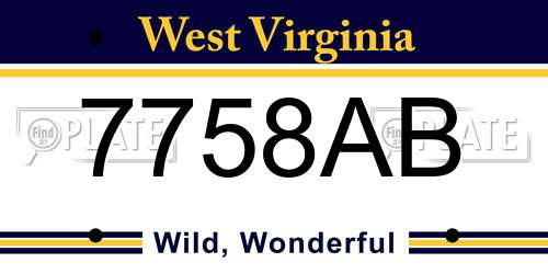 7758AB West Virginia License Plate
