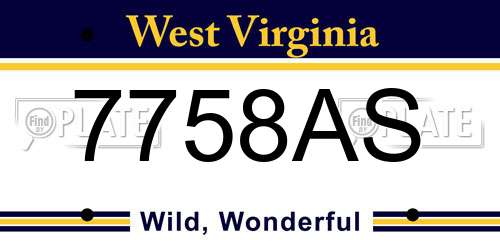 7758AS West Virginia License Plate