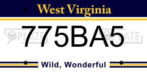 775BA5 West Virginia License Plate