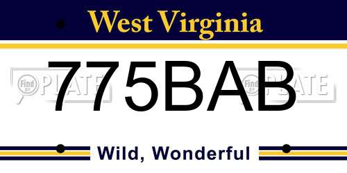 775BAB West Virginia License Plate
