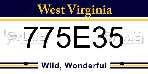 775E35 West Virginia License Plate