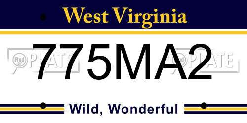 775MA2 West Virginia License Plate