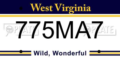 775MA7 West Virginia License Plate