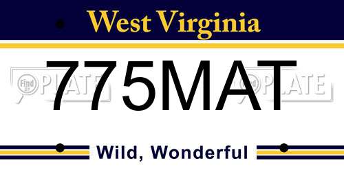 775MAT West Virginia License Plate
