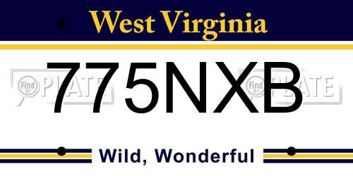 775NXB West Virginia License Plate