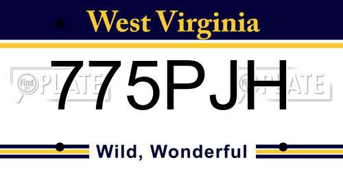 775PJH West Virginia License Plate