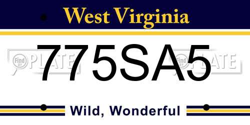 775SA5 West Virginia License Plate