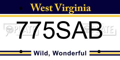 775SAB West Virginia License Plate