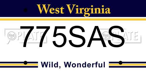 775SAS West Virginia License Plate