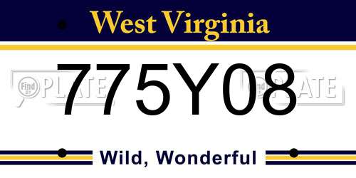 775Y08 West Virginia License Plate