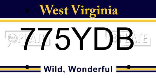 775YDB West Virginia License Plate