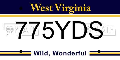 775YDS West Virginia License Plate