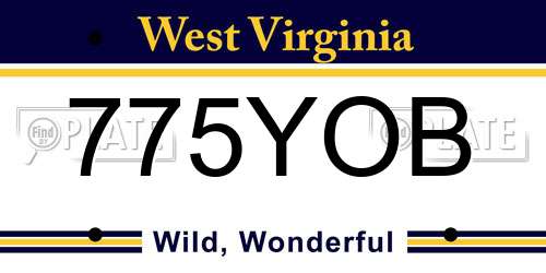 775YOB West Virginia License Plate