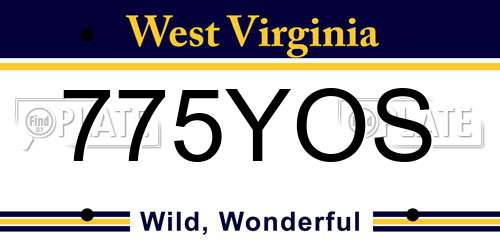 775YOS West Virginia License Plate