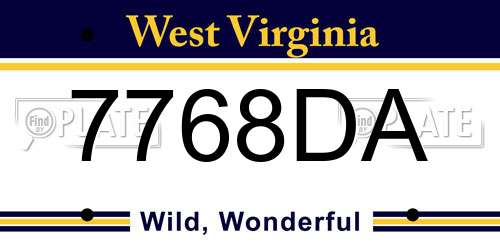 7768DA West Virginia License Plate